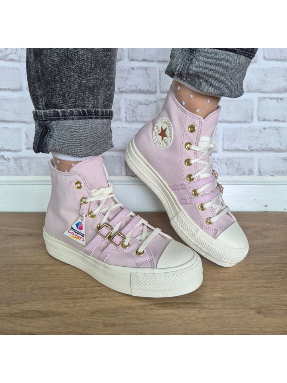 ⭐Converse Chuck Lift Platform Buckle Sz 8 Women's shoes Sneaker Pink A11864C